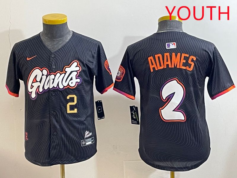 Youth San Francisco Giants #2 Adames Black Joint Name 2025 Nike MLB Jersey style 4->youth mlb jersey->Youth Jersey